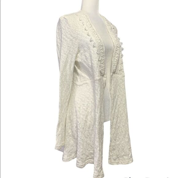 🆕 Suzanne Betro White Lace Accent Open Cardigan - Picture 8 of 10